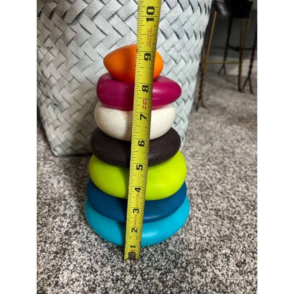 B. Toys Stacker Giggle Wiggle Stacking Rings Textured Sensory Toy Multi Color